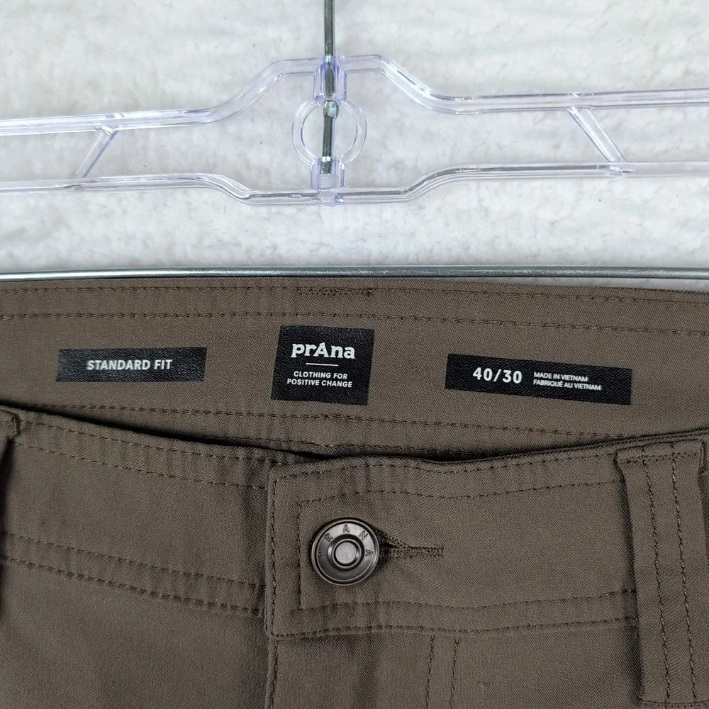 Prana Brion Pant II Hiking Men's 40x30 Standard‎ Fit Green Nylon Stretch Outdoor